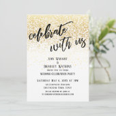 カジュアル お祝いしよう ゴールドコンフェッティの受付 招待状 (スタンド正面)