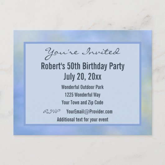 カジュアル アブストラクト ブルー イエロー パターン イベント  招待状 (正面)