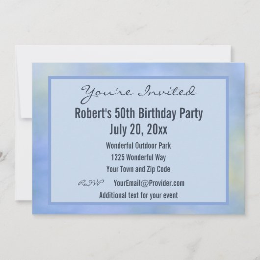 カジュアル アブストラクト 青 黄色 イベントへようこそ 招待状 (正面)