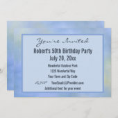 カジュアル アブストラクト 青 黄色 イベントへようこそ 招待状 (正面/裏面)