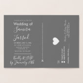 カジュアル グレーとゴールド ハート 返信と結婚式のカード 箔カード (内部)