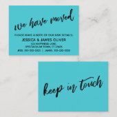 カジュアル、シンプルターコイズ引っ越しました配布資料カード 名刺 (正面/裏面)