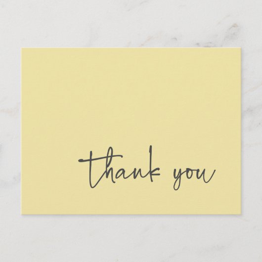 カジュアル スクリプト タイポグラフィー レモンイエロー ありがとうございます ポストカード (正面)