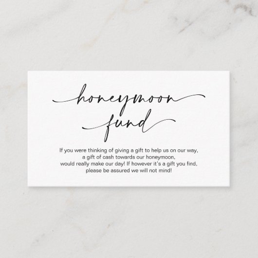 カジュアル ミニマリスト 黒インク ペン、ハネムーンの願い エンクロージャーカード (正面)