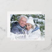 カジュアル モダン スクリプト ハッピーホリデー ウィンター フォト 箔シーズンポストカード (正面/裏面)