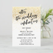 カジュアル 結婚式後のお祝い ゴールドコンフェッティ 招待状 (スタンド正面)