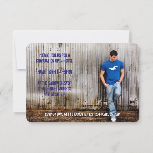 カジュアル - 3x5の卒業発表 招待状 (裏面)