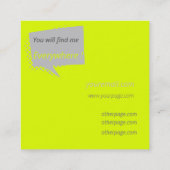 カジュアル&chatty – 蛍光イエロー スクエア名刺 (裏面)