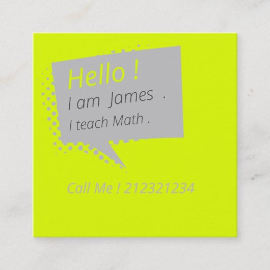 カジュアル&chatty – 蛍光イエロー スクエア名刺 (正面)