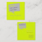 カジュアル&chatty – 蛍光イエロー スクエア名刺 (正面/裏面)