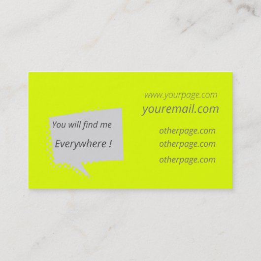 カジュアル&chatty – 蛍光黄 名刺 (裏面)