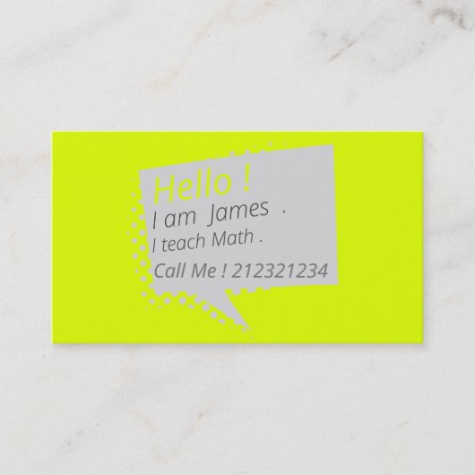 カジュアル&chatty – 蛍光黄 名刺 (正面)
