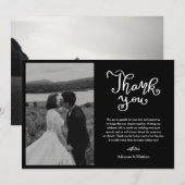 カジュアルBlackの写真をスクリプト結婚で読む サンキューカード (正面/裏面)