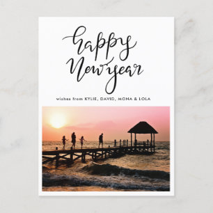 カジュアルHappy New Year Handshed Holiday Photo シーズンポストカード