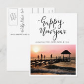 カジュアルHappy New Year Handshed Holiday Photo シーズンポストカード (正面/裏面)
