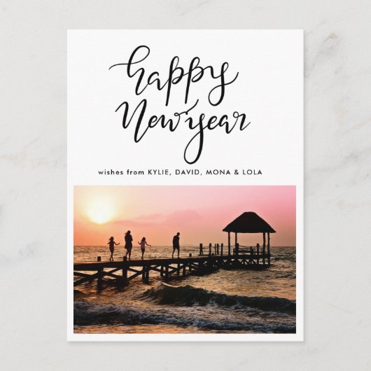 カジュアルHappy New Year Handshed Holiday Photo シーズンポストカード (正面)