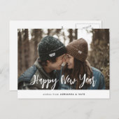 カジュアルHappy New Year Script モダン Coule Photo シーズンポストカード (正面/裏面)
