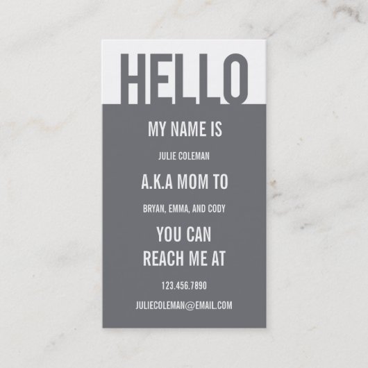 カジュアルHello Mommy Card/Calling Card コーリングカード (正面)
