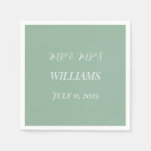 カジュアルSage Greenシンプル Scriptミニマル結婚リスト スタンダードカクテルナプキン (正面)