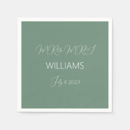 カジュアルSage Greenシンプル Scriptミニマル結婚リスト スタンダードカクテルナプキン