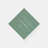 カジュアルSage Greenシンプル Scriptミニマル結婚リスト スタンダードカクテルナプキン (角)