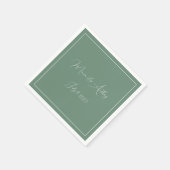 カジュアルSage Greenシンプル Scriptミニマル結婚リスト スタンダードカクテルナプキン (角)