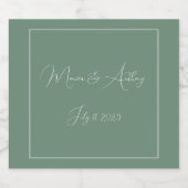 カジュアルSage Greenシンプル Scriptミニマル結婚リスト スパークリングワインラベル (シングルラベル)