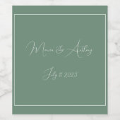 カジュアルSage Greenシンプル Scriptミニマル結婚リスト ワインラベル (シングルラベル)