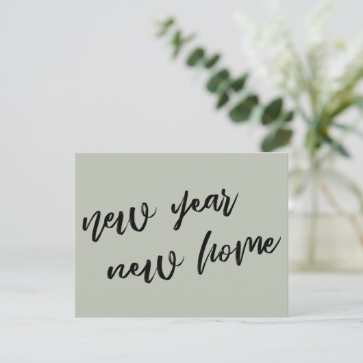 カジュアルSage Green New Year New Home Announcement ノートカード (スタンド正面)