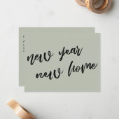 カジュアルSage Green New Year New Home Announcement ノートカード (正面/裏面インサイチュ)