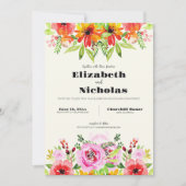 カジュリーエレガントパステルウォーターカラーフォトズ結婚ーズ 招待状 (正面)