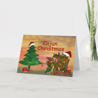 カジュン・クリスマスのサンタガーターがいるバイユーのホリデー カード