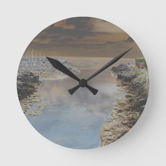 カスカイスポルトガルのライトハウス ラウンド壁時計 (正面)