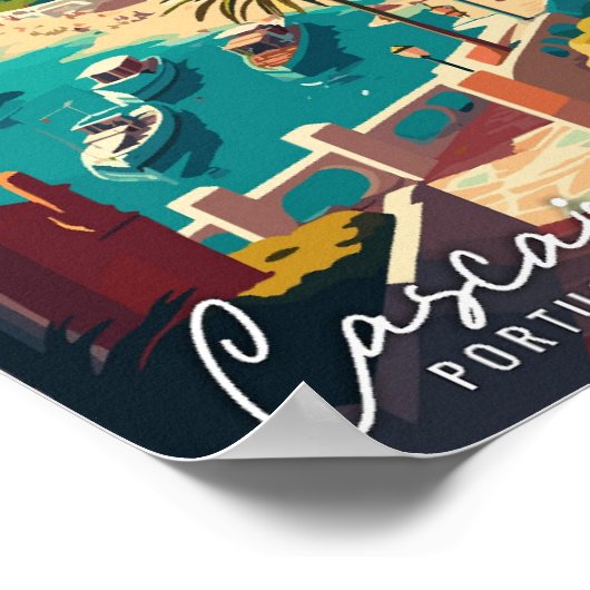 カスカイスポルトガルアートヴィンテージ旅行イラストレーション ポスター (角)