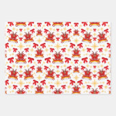 カスキーかわいいクリスマスそりトナカイのパターン ラッピングペーパーシート (正面2)