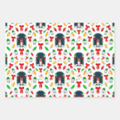 カスキーかわいいクリスマスカロル歌トナカイ ラッピングペーパーシート (正面3)