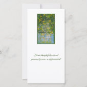 カスケーディングイエロー花及びベビーブルーゲート サンキューカード (裏面)