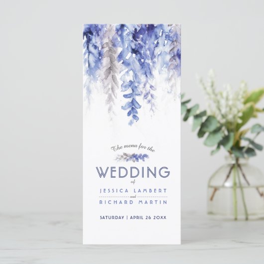 カスケーディングウォーターカラー青灰色の冬の結婚式 メニュー (スタンド正面)