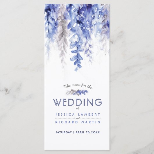カスケーディングウォーターカラー青灰色の冬の結婚式 メニュー (正面)