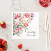 カスケーディングウォーター春結婚チューリップ スタンダードカクテルナプキン (インサイチュ)