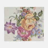 カスケーディングエレガンス:磁器インスパイア-フローラの流出 フリースブランケット (正面(横))