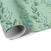 カスケーディンググリーンフラワーつる植物 ラッピングペーパー (ロールコーナー)