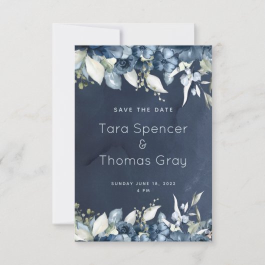 カスケーディングネイビー結婚オニー セーブザデート (正面)