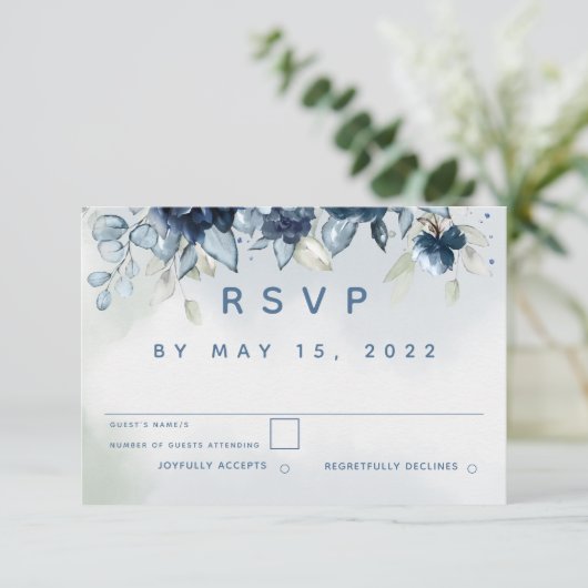 カスケーディングバラ結婚式RSVPいいえ食事の選択カード 出欠カード (スタンド正面)