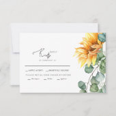 カスケーディングヒマワリ結婚の緑 出欠カード (正面)