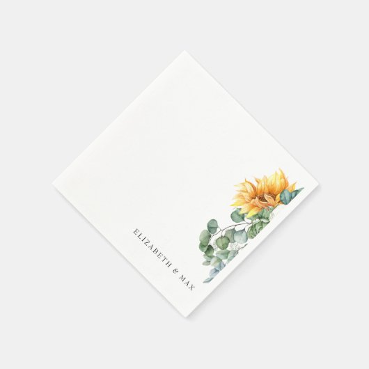 カスケーディングヒマワリ結婚セージ スタンダードカクテルナプキン (角)