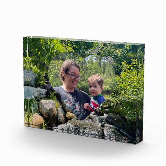 カスケーディングフォレストの滝の緑のハートテンプレート フォトブロック (右)