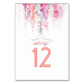 カスケーディングフラワーコーラルピンク緑の水色 テーブルナンバー (正面)