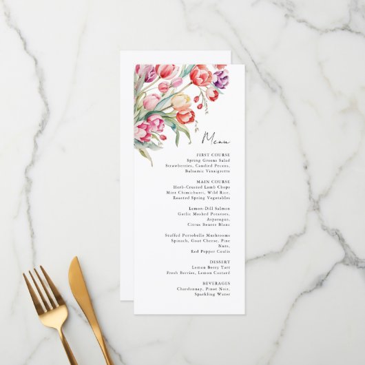 カスケーディングフラワーチューリップ結婚のメニュー メニュー (正面/裏面インサイチュ)