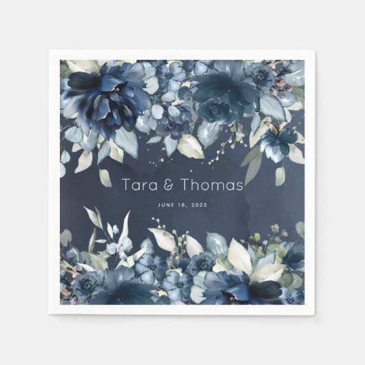 カスケーディングプピ結婚オニーのネイビーカクテルナプキン スタンダードカクテルナプキン (正面)